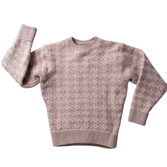 SKIMS Cozy Check Bouclé Knit Sweater Pink Cream Soft Girl Pullover XXS XS - Picture 2 of 8